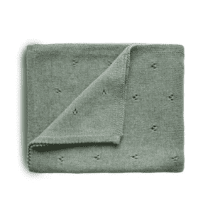 Couverture tricoté en pointelle - Sauge